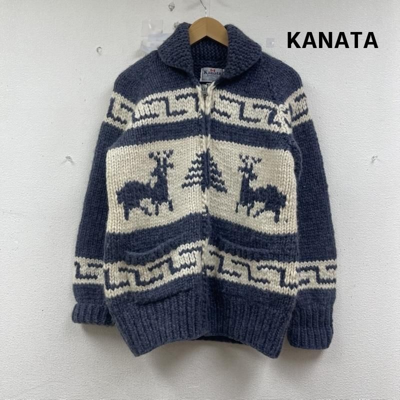 カナタ ノルディック 総柄 ウール ジップ カウチン ニット セーター