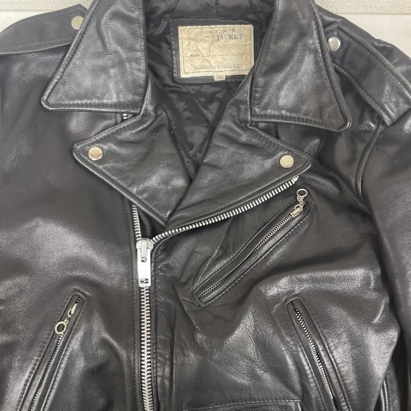 ヒューストン ダブル ライダース ジャケット レザー 牛革 メンズ 38