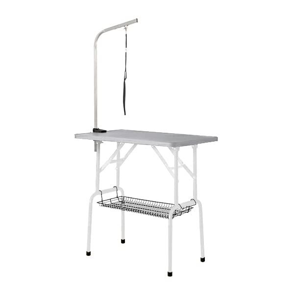 リコメン堂 トリミングテーブル 折りたたみ 棚付き トリミング台