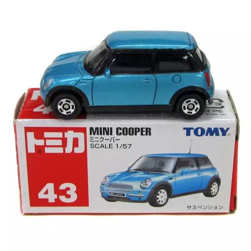 中古】トミカ 1/57 ミニクーパー(メタリックブルー/赤箱/中国製/TOMY青