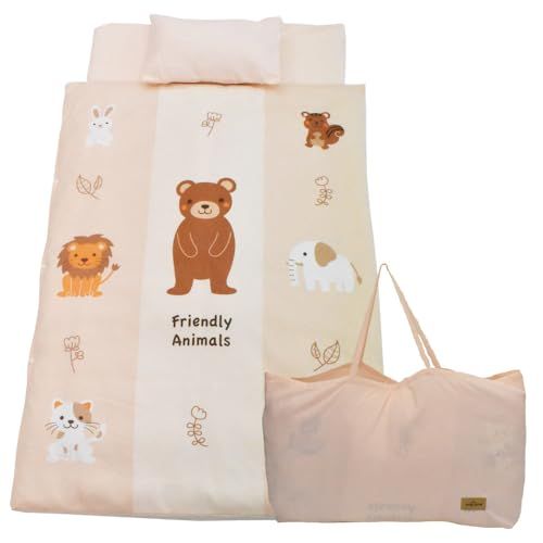 ねむりの部屋 お昼寝布団セット 7点 幼稚園 保育園 お昼寝マット収納バック付き 持ち運び便利 おひるね ふとん 動物園 アニマル 森の動物 かわいい キャラクター 彡