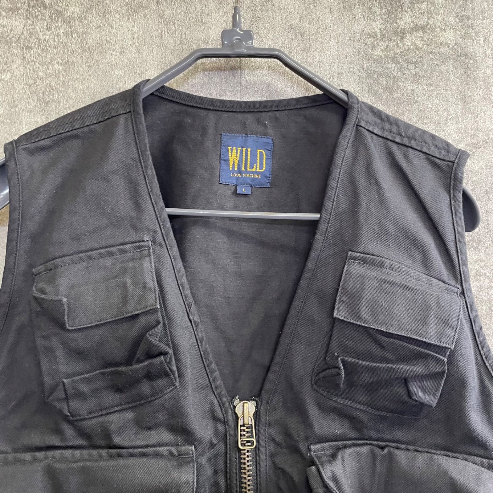 k-172】WILD L フィッシングベスト メンズ L カーキ 多ポケットベスト