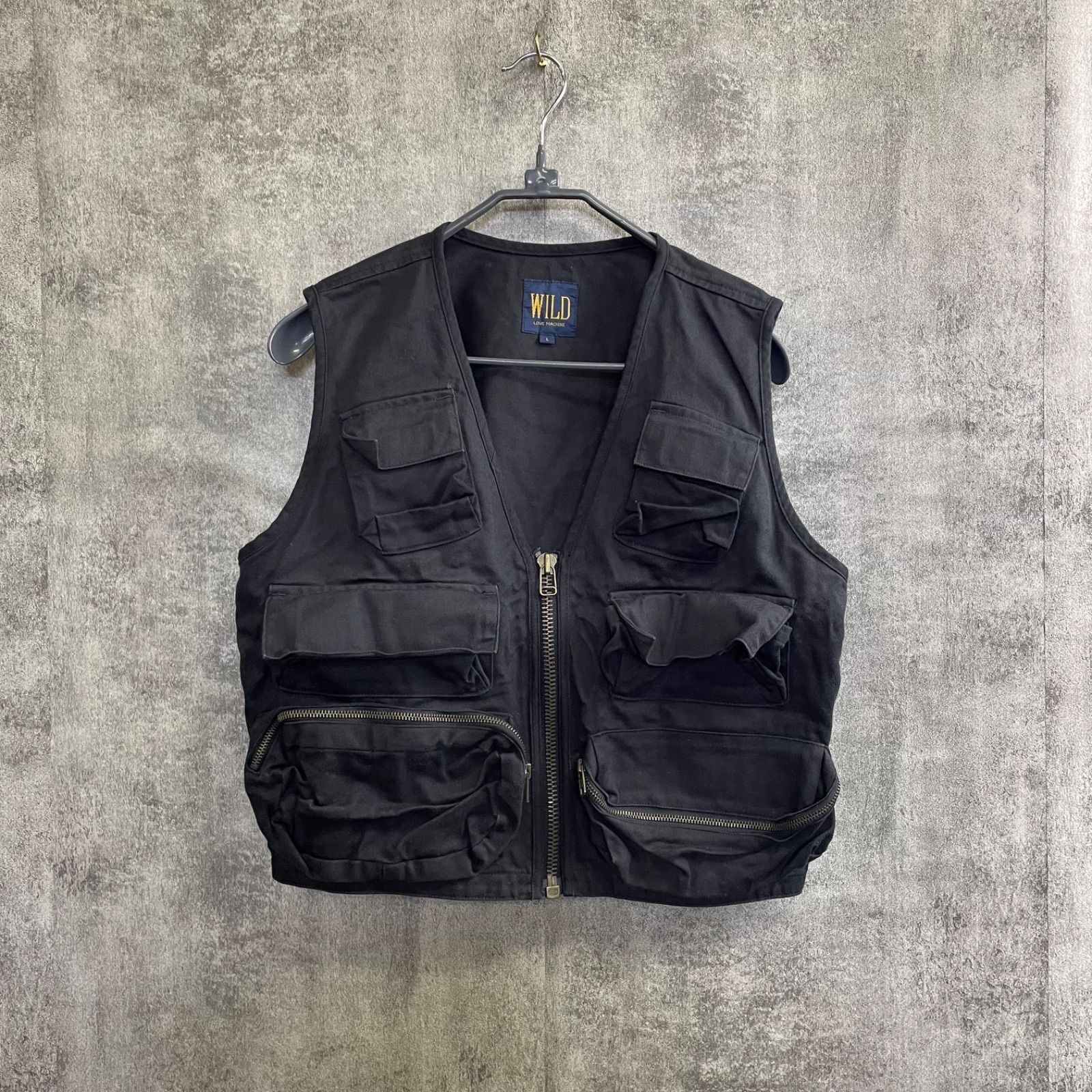k-172】WILD L フィッシングベスト メンズ L カーキ 多ポケットベスト