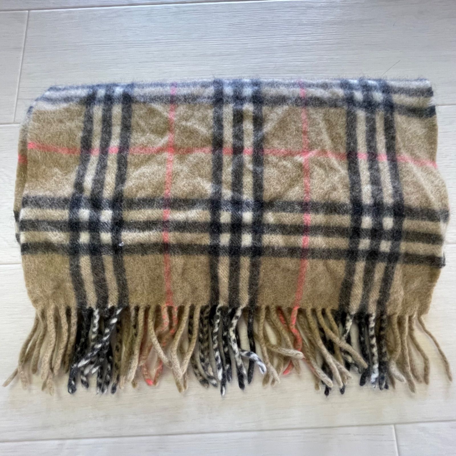 U-155】BURBERRY カシミヤ マフラー ノバチェック バーバリー カシミア