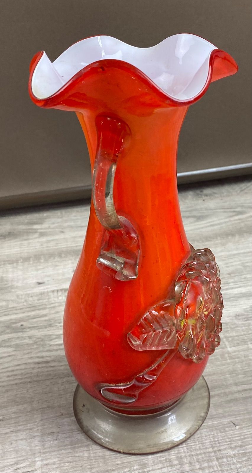 フラワーベース 花瓶 朱色 ガラス 昭和 レトロ 26WK0333 - メルカリ