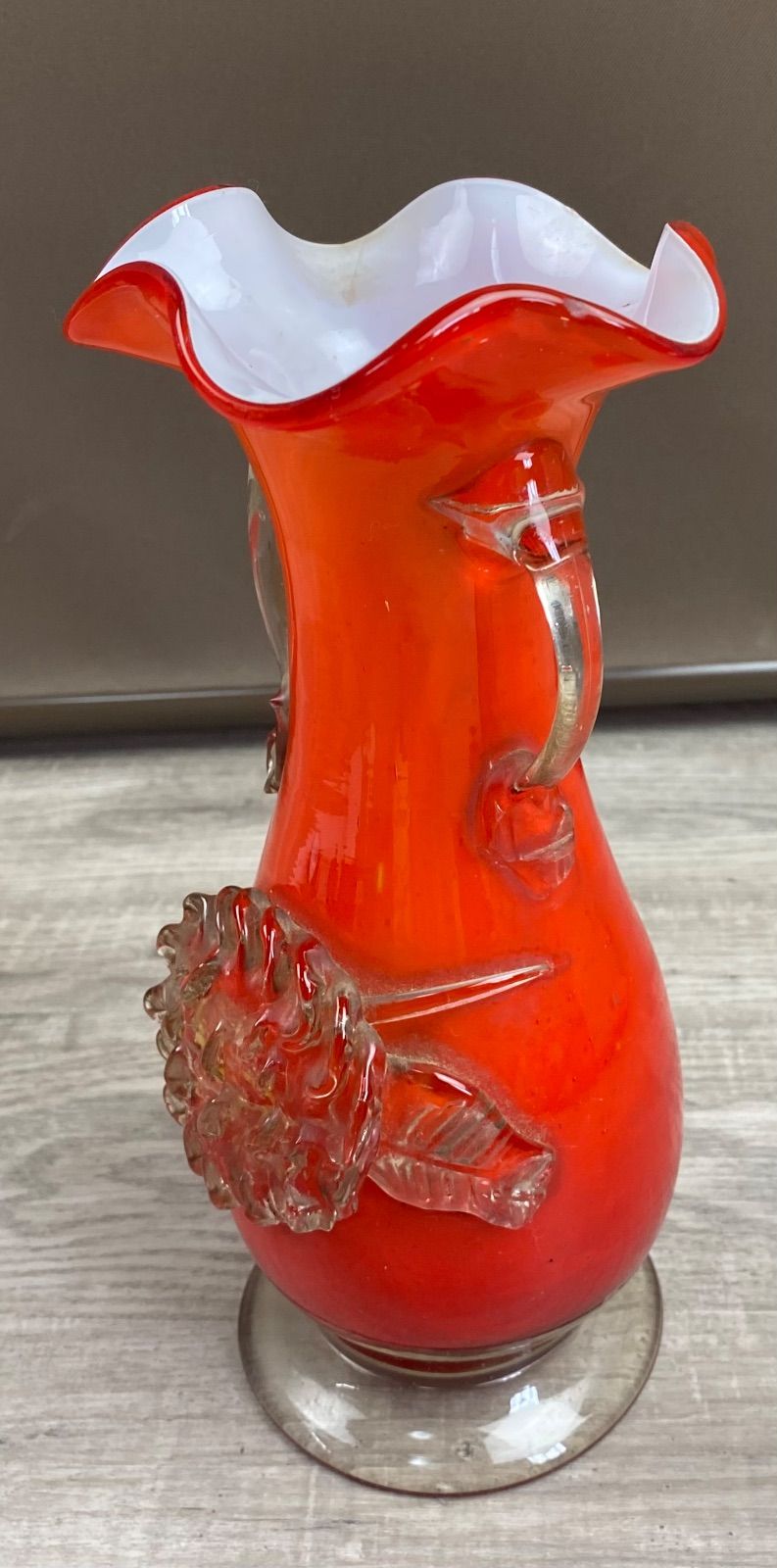 フラワーベース 花瓶 朱色 ガラス 昭和 レトロ 26WK0333 - メルカリ