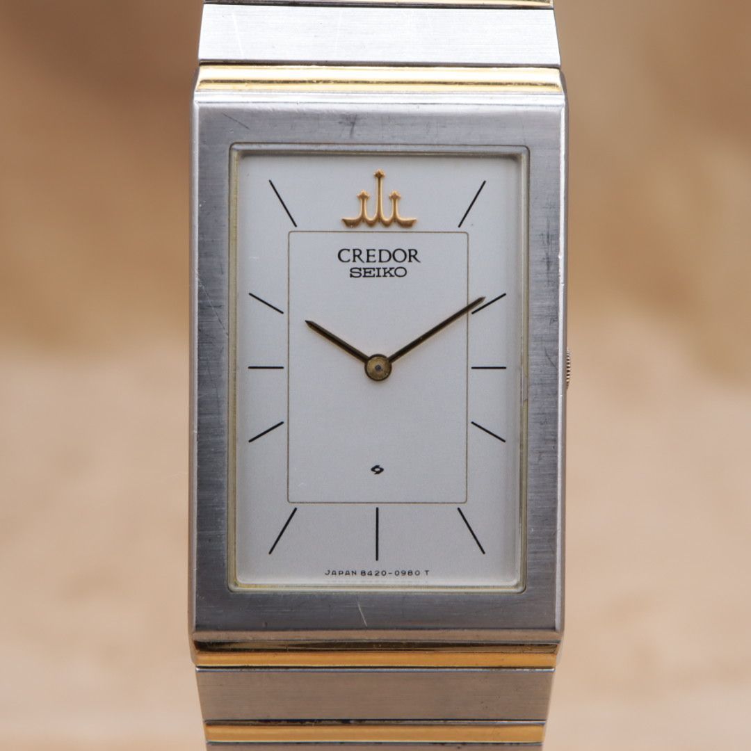 CREDOR SEIKO 8420-6400 クレドール セイコー レクタン シルバー