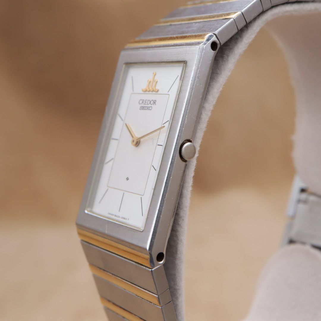 CREDOR SEIKO 8420-6400 クレドール セイコー レクタン シルバー