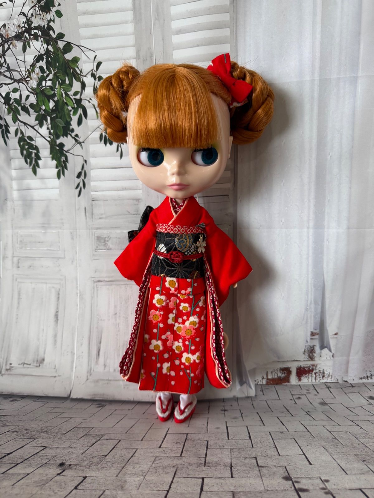 ブライス、リカちゃん(22cmドール)用大振袖正絹総裏付きフルセット173