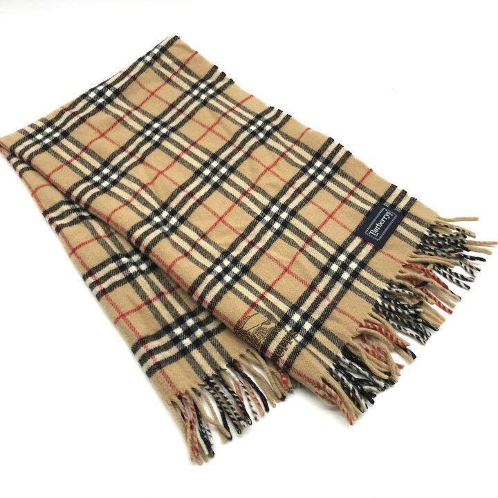 美品 BURBERRY バーバリー マフラー ひざ掛け ノバチェック 100％ WOOL