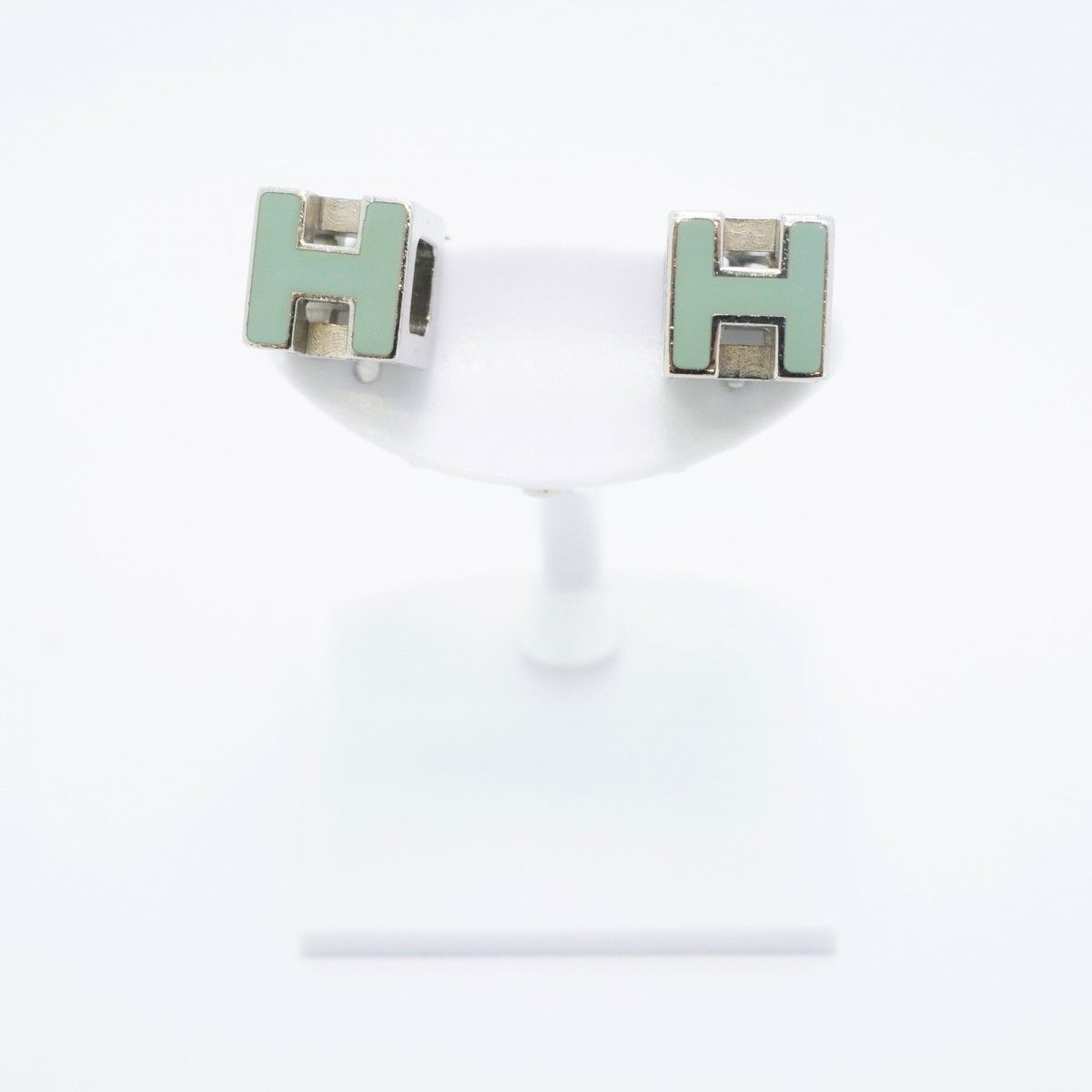 6jbb0648-k】エルメス ピアス Hキューブ カージュドアッシュ メタル