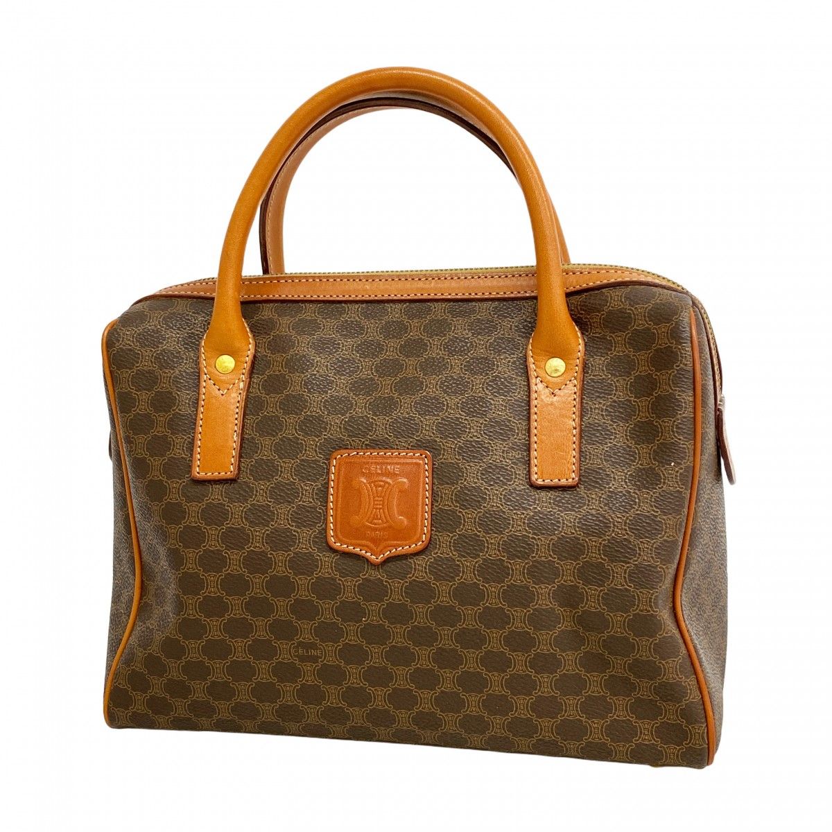 6bd5682-k】セリーヌ ハンドバッグ マカダム PVC ブラウン ゴールド