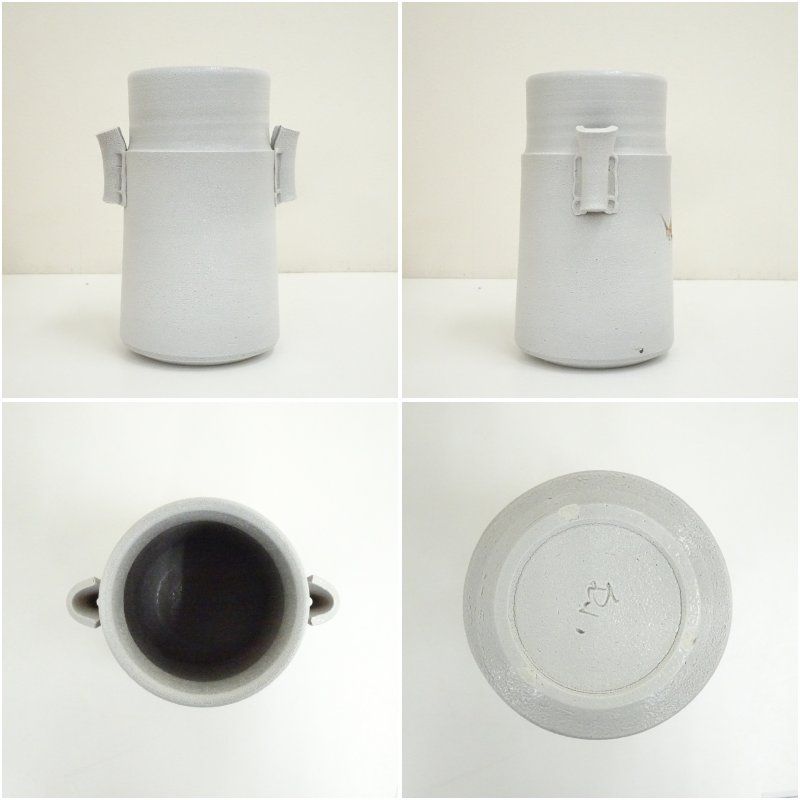 加藤釥造 白地金彩蝶文花入（共箱） 花入れ 茶道 茶道具 花瓶 花器