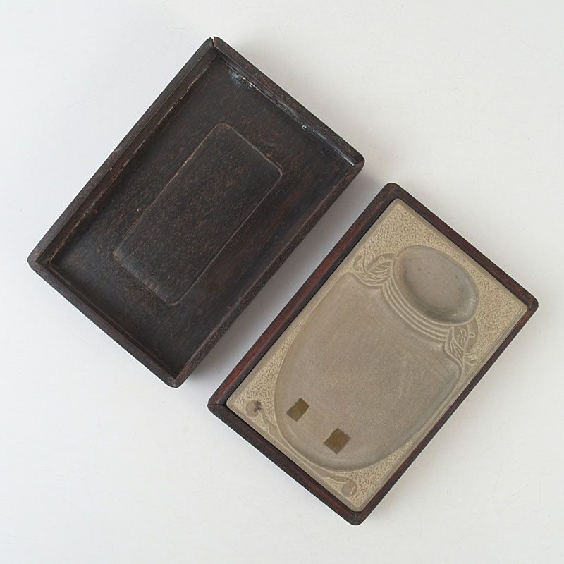 中国 書道具 花瓶刻 端渓硯 唐木箱付 C S733 - メルカリ