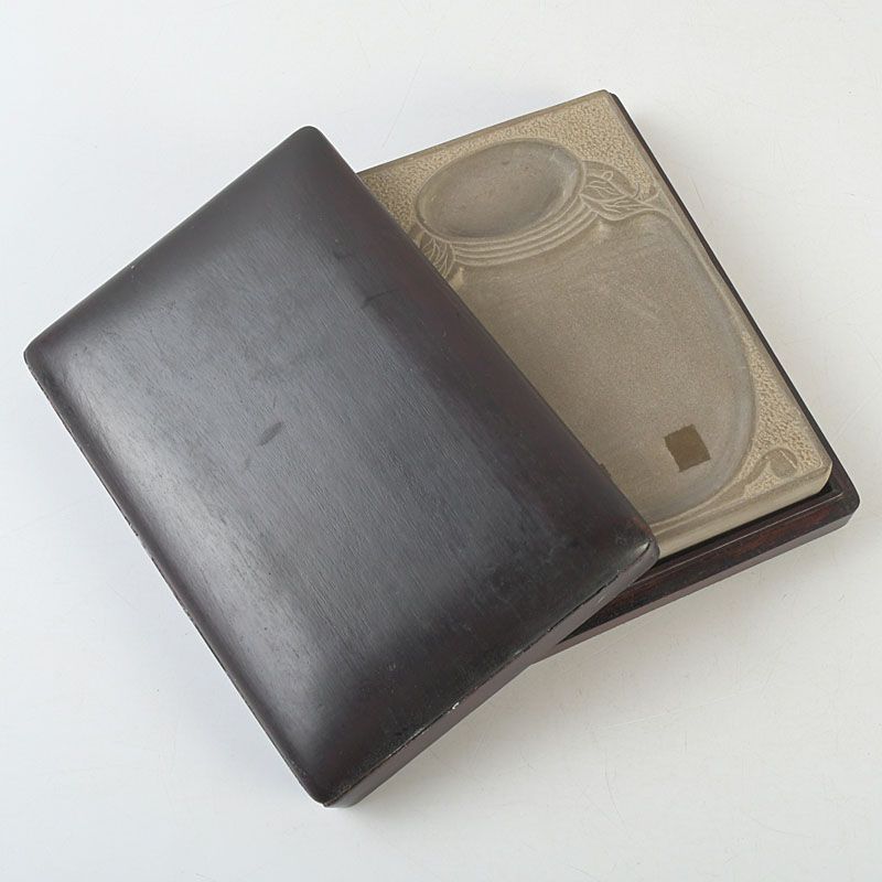 中国 書道具 花瓶刻 端渓硯 唐木箱付 C S733 - メルカリ