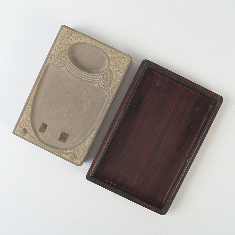 中国 書道具 花瓶刻 端渓硯 唐木箱付 C S733 - メルカリ