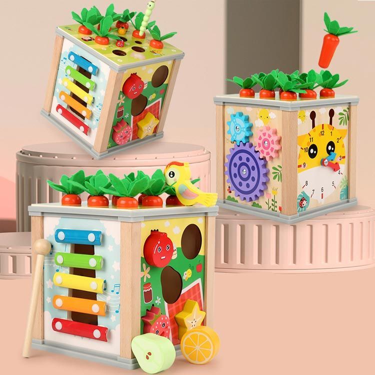 6in1 多機能 おもちゃ ボックス 早期開発 指先訓練 木のおもちゃ 知育