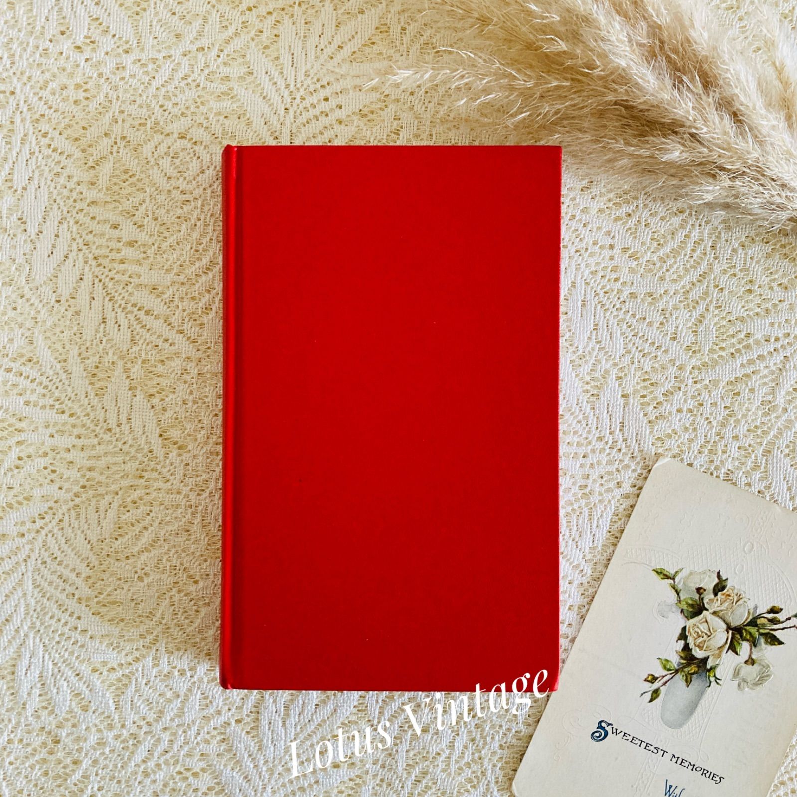 真紅の装丁が美しいドイツ語植物図鑑 柔らかな色彩の植物画 インテリア