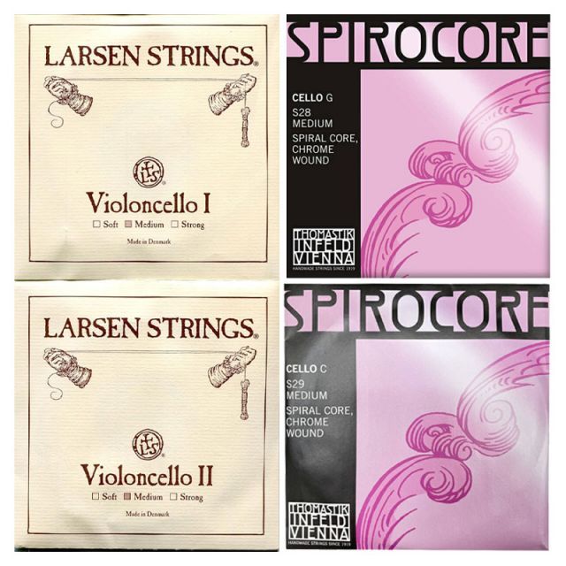 LARSEN & SPIROCORE チェロ弦セット (ラーセン:A,D / スピロコア:S28,S29)