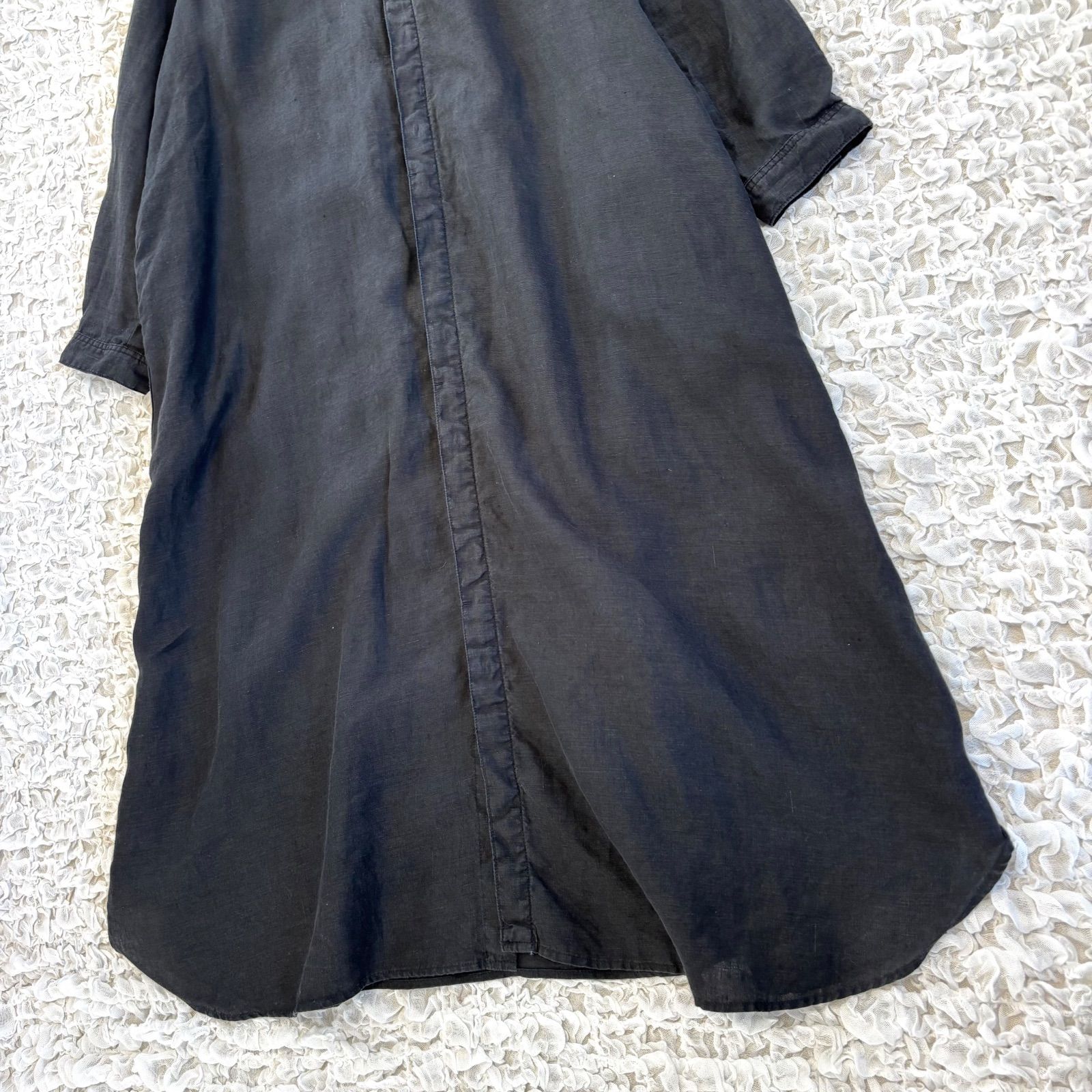 nest Robe ネストローブ リネンバンドカラーシャツワンピース 羽織り