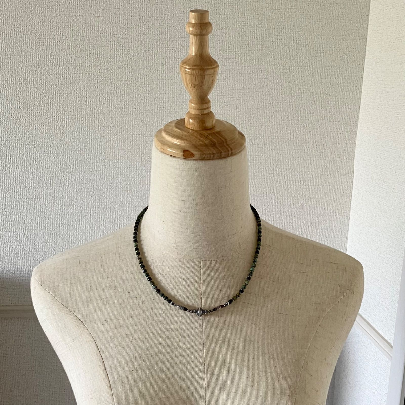 silver925ナバホパール×アフリカンターコイズ×パイライトのネックレス