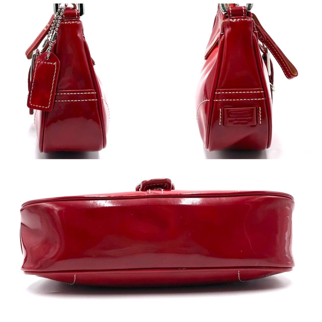 極美品】COACH シグネチャー レッドアクセサリーポーチワンショルダー