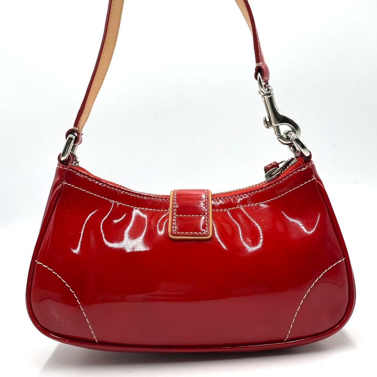 極美品】COACH シグネチャー レッドアクセサリーポーチワンショルダー