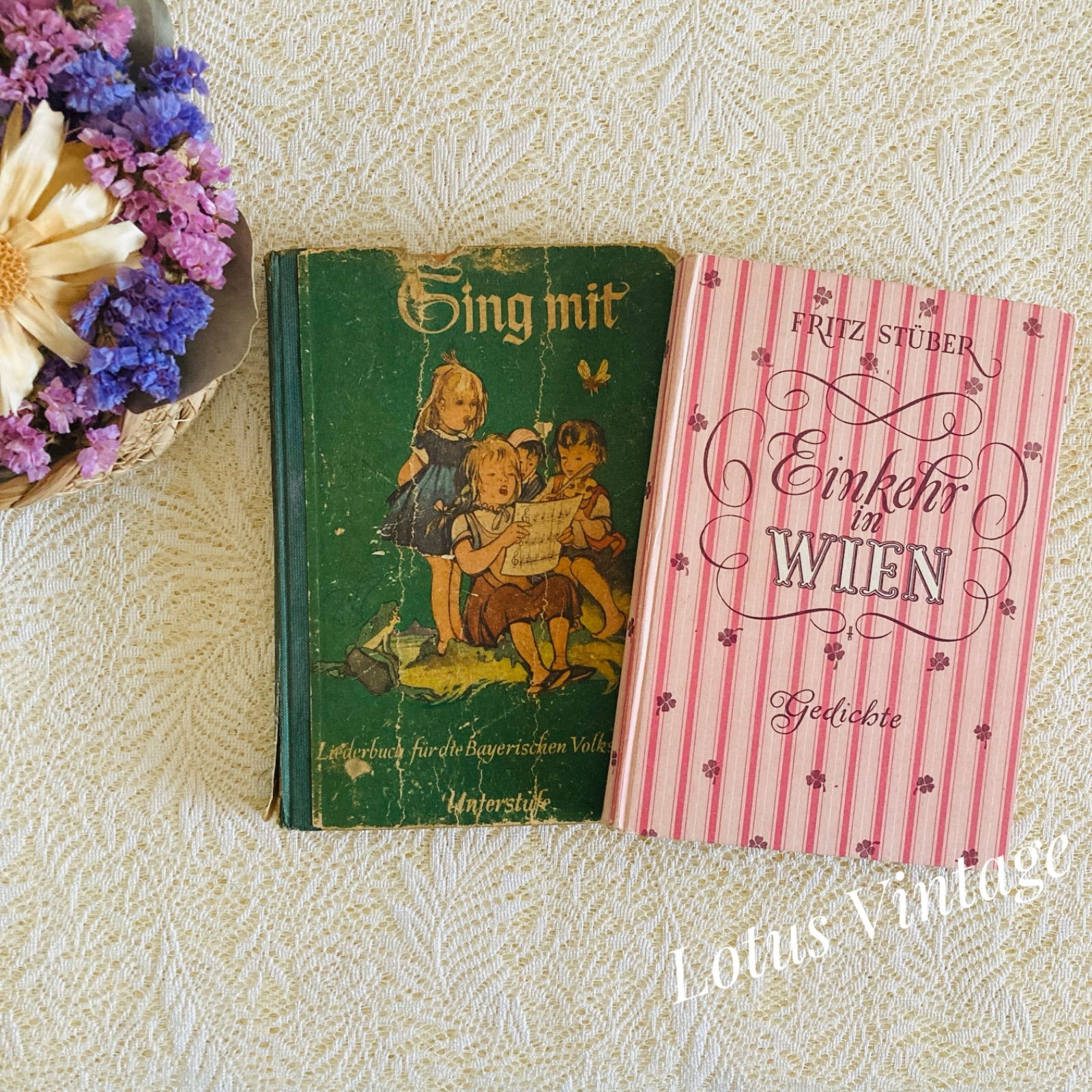 ヴィンテージ楽譜絵本・詩集 2冊セット 1940年代ドイツ語古書 洋書