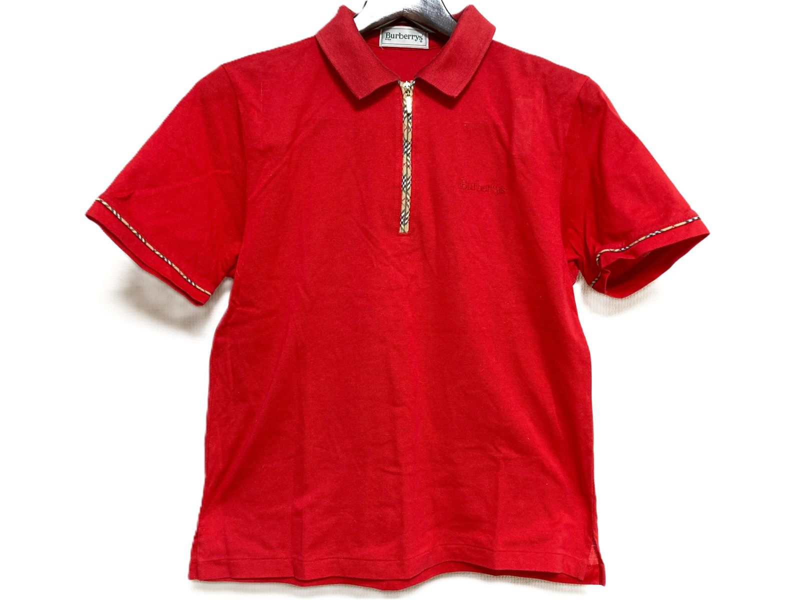 美品 バーバリー Burberrys' レディース ポロシャツ 綿100％ 赤 三陽