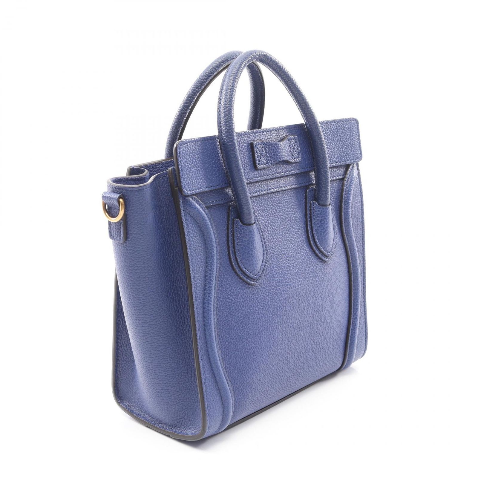 セリーヌ CELINE ハンドバッグ ラゲージ ナノショッパー ブルー レザー