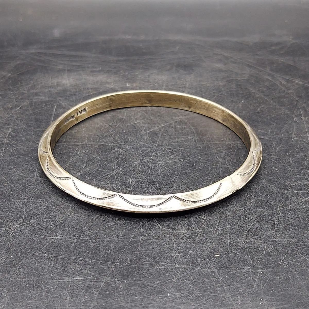□《L》スターリング シルバー ナバホ族 タホ TAHE バングル メンズ