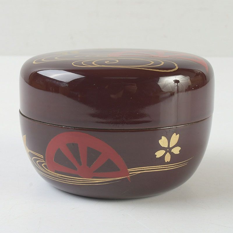 茶道具 蒔絵師 一瓢斎造 片水車蒔絵 平棗 共箱 V S742 - メルカリ