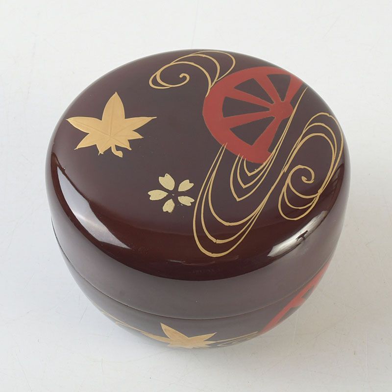 茶道具 蒔絵師 一瓢斎造 片水車蒔絵 平棗 共箱 V S742 - メルカリ