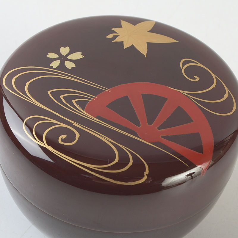 茶道具 蒔絵師 一瓢斎造 片水車蒔絵 平棗 共箱 V S742 - メルカリ