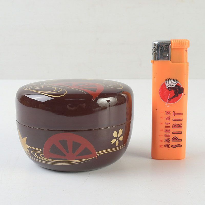 茶道具 蒔絵師 一瓢斎造 片水車蒔絵 平棗 共箱 V S742 - メルカリ