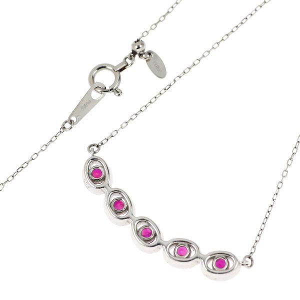 Pt900/ Pt850 ルビー ダイヤモンド ペンダントネックレス 0.42ct D0