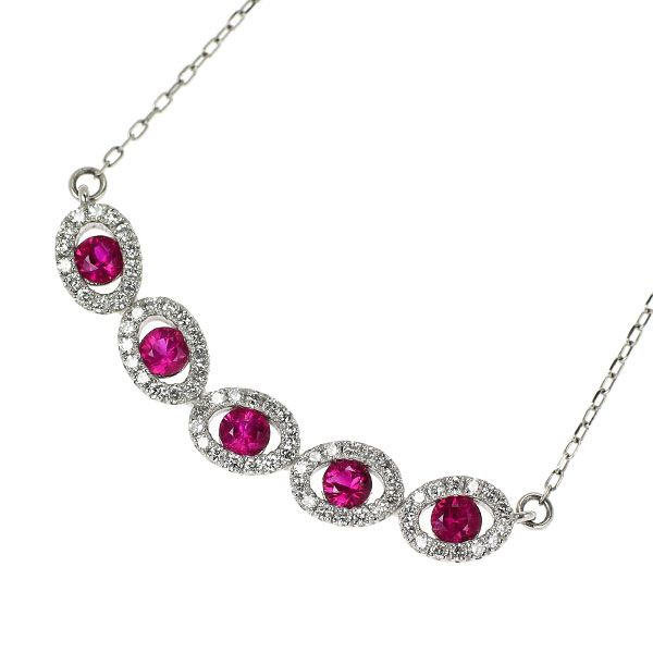 Pt900/ Pt850 ルビー ダイヤモンド ペンダントネックレス 0.42ct D0