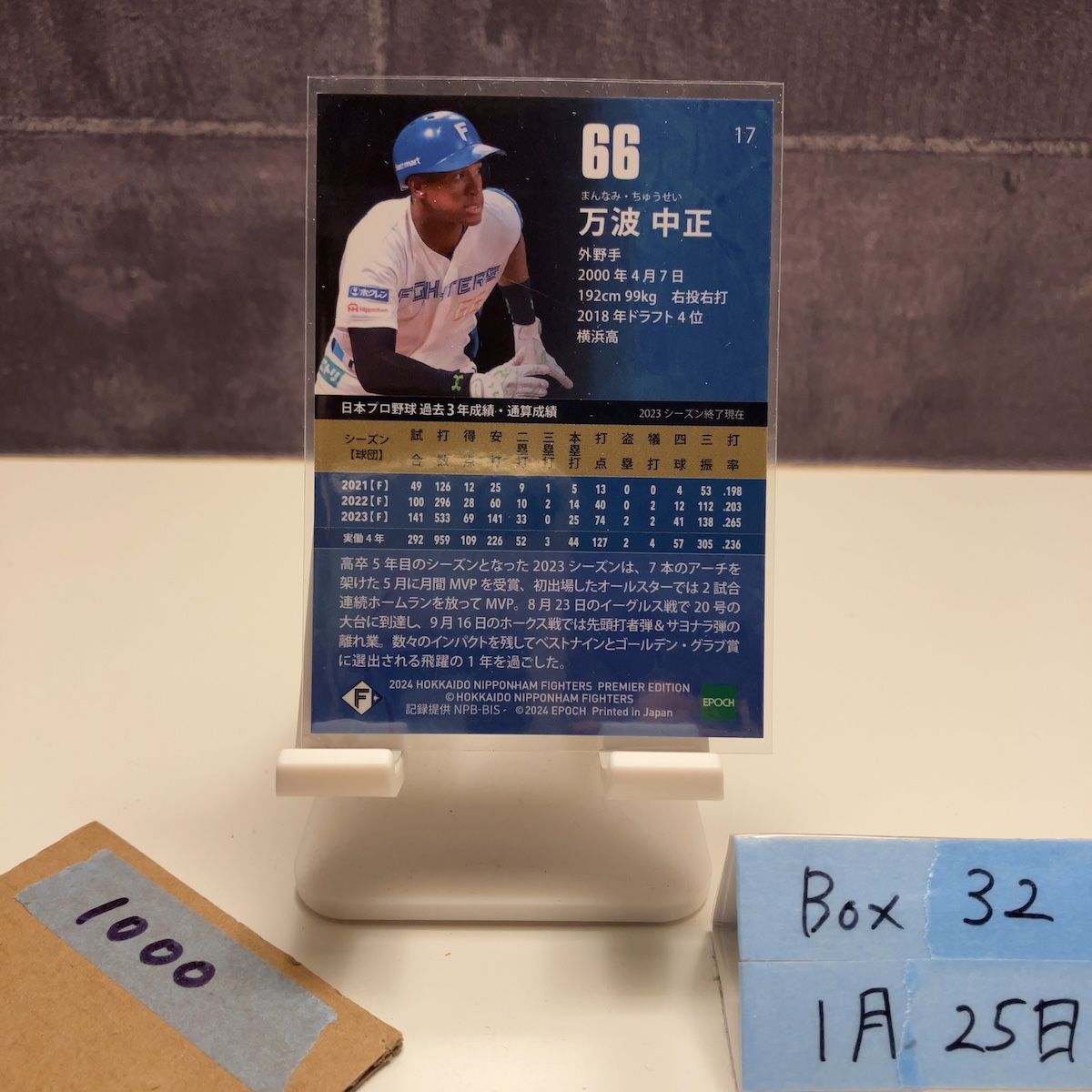 2024 EPOCH Premier Edition 万波中正 25/50 ホロ箔サイン 北海道日本