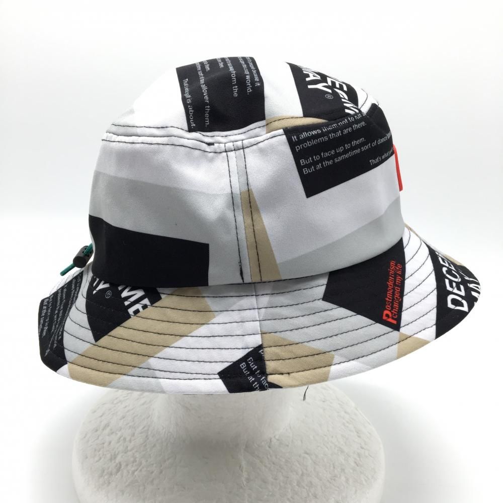 超美品】ディセンバーメイ ハット 白×黒×グレー 総柄 裏地メッシュ