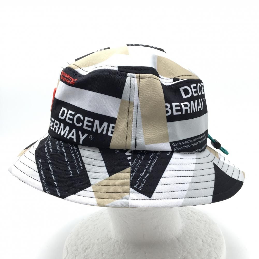 超美品】ディセンバーメイ ハット 白×黒×グレー 総柄 裏地メッシュ