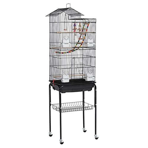 Yaheetech 鳥かご 鳥ケージ スタンド付き 46x35.5x158.5cm 大型 高強度