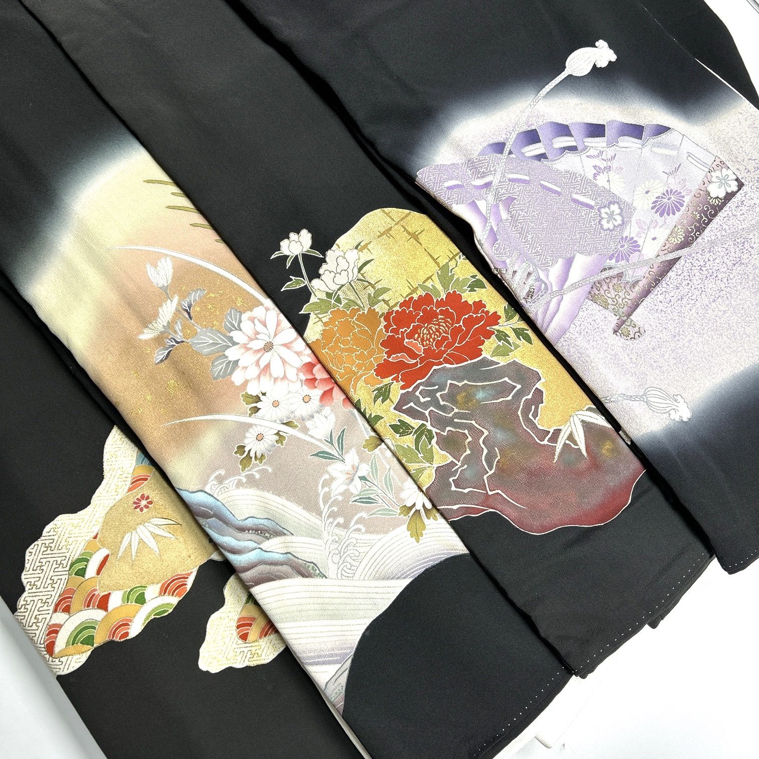 黒留袖 4枚 正絹 着物まとめ売り 同梱購入歓迎 リメイク用 着付け練習