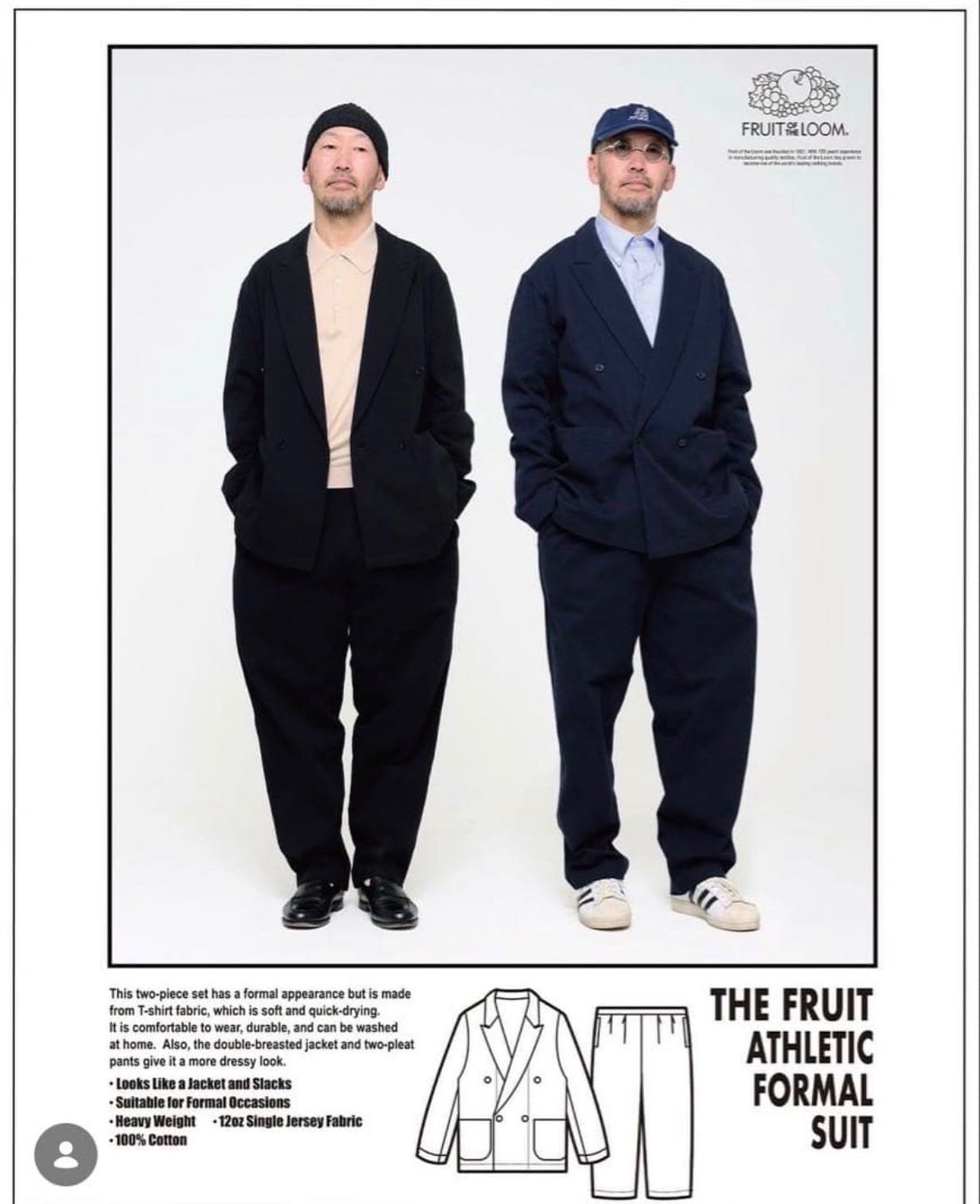 新品未開封】金子恵治 × FRUIT OF THE LOOM ダブルスーツ ブラック／L