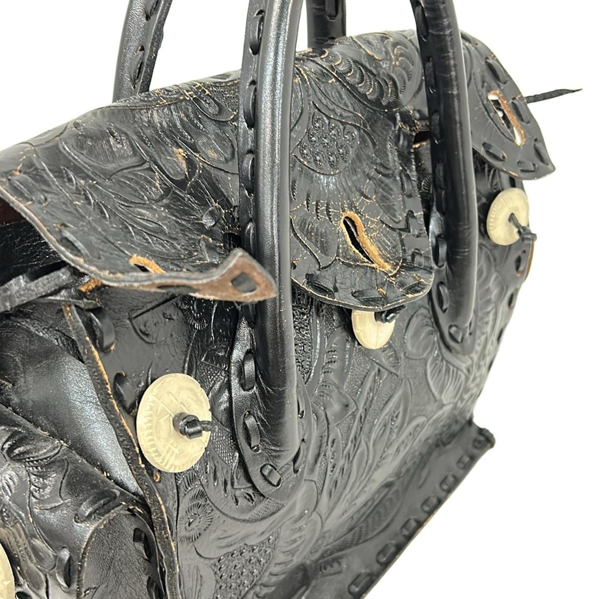 Carving Tribes(カービングトライブス) ハンドバッグ - 黒 フラワー(花