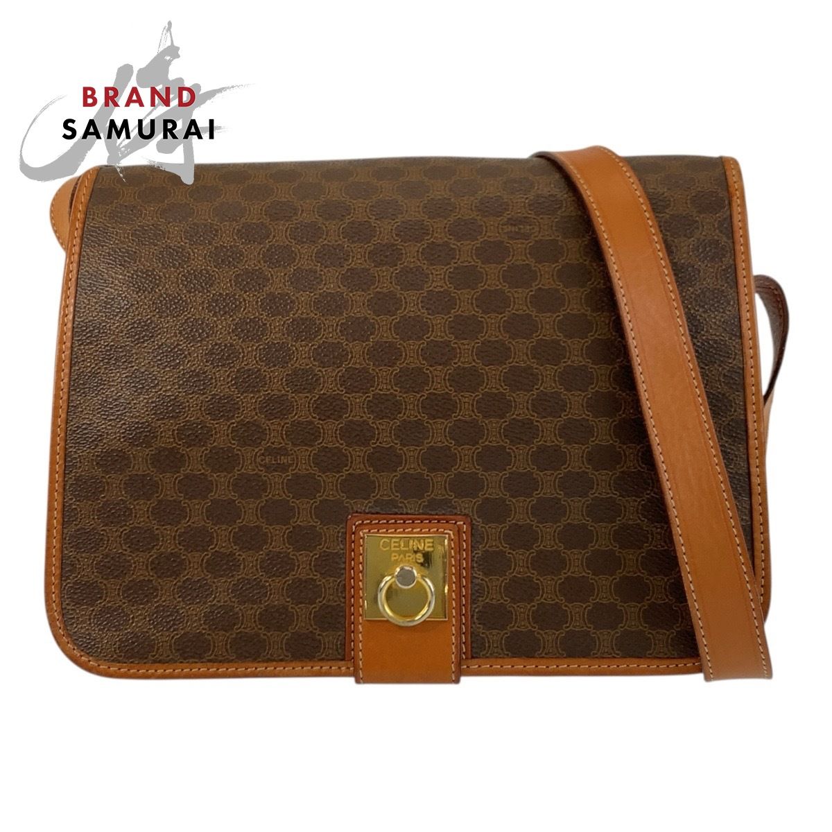 良品】セリーヌ ショルダーバッグ レザー PU ゴールド金具 Cマカダム 