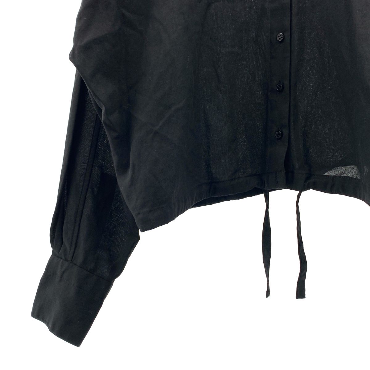JOHN SMEDLEY / ジョンスメドレー | ドライタッチコットン ノーカラークロップドシャツ | ブラック | レディース JOHN SMEDLEY｜ジョンスメドレー日本公式