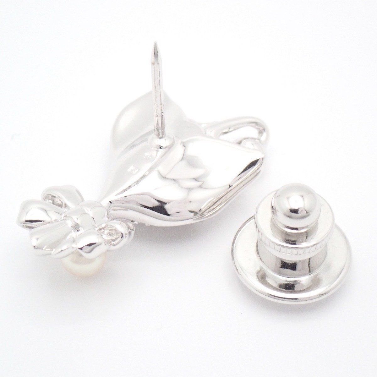 MIKIMOTO ミキモト フラワーモチーフ ピンブローチ シルバー/パール