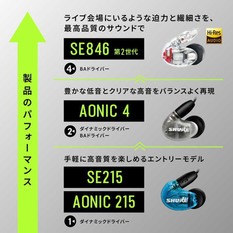 新品 未開封 】 SHURE イヤホン カナル型 AONIC215 クリア [φ3.5mm
