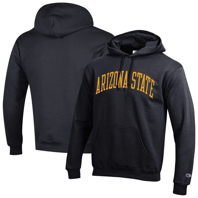 チャンピオン メンズ トップス Tシャツ フリース パーカー Mens Champion Black Arizona State Sun Devils Basic Arch Fleece Pullover Hoodie Asu Black ブラック