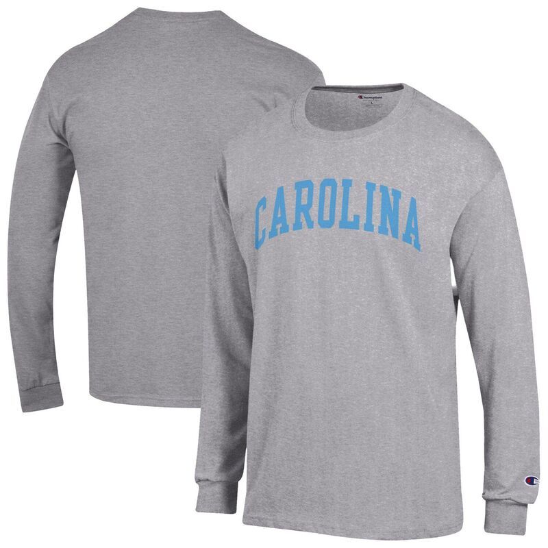 チャンピオン メンズ トップス Tシャツ ヒール Mens Champion Heather Gray North Carolina Tar Heels Basic Arch Long Sleeve TShirt Unc Grey グレー